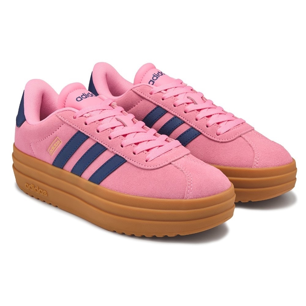 NWT Adidas VL Court Bold Platform Sneakers Bliss Pink / Dark Blue Gold Size 6.5 - Picture 3 of 8